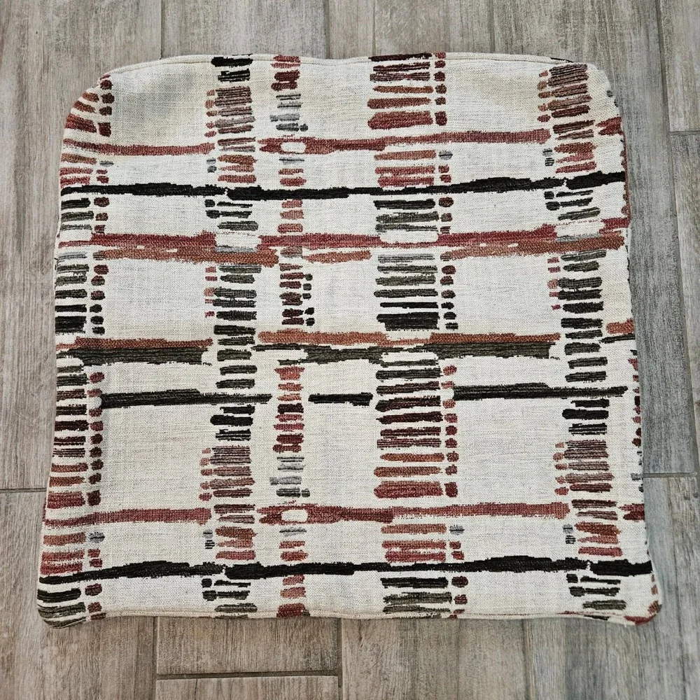 Upholstery Throw‎ Pillow Cover 23x23 Cream Brown Abstract Woven Geometric Earthy